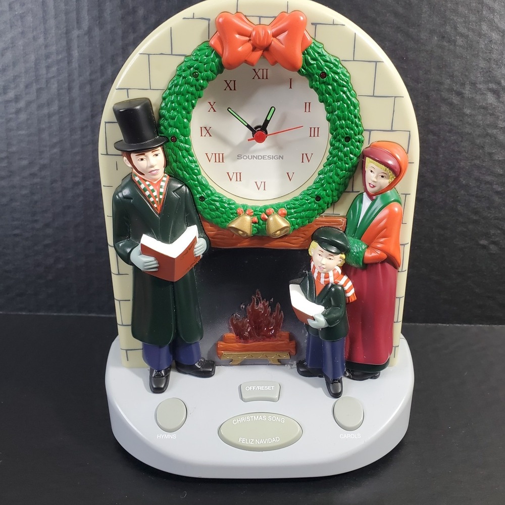 Charles Dickens Caroling Christmas Clock Lights Up English &‎ Spanish Musical